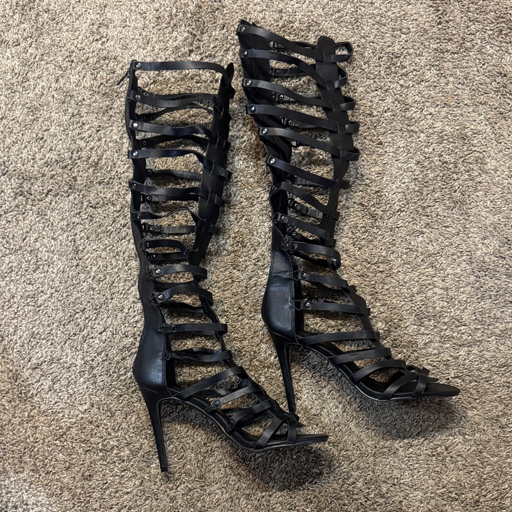 Strappy Black Gladiator Heels